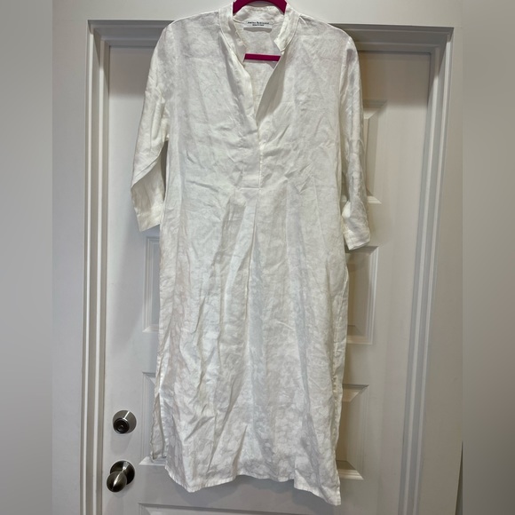 Amina Rubinacci White Linen Midi Dress Giotto - Picture 4 of 12